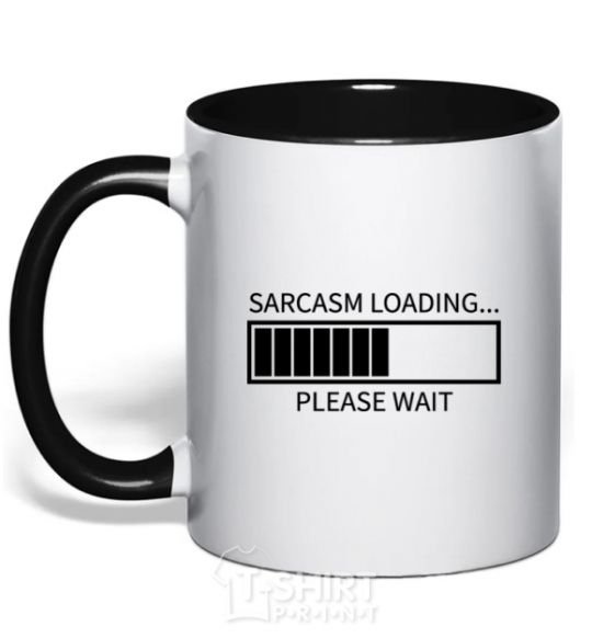 Mug with a colored handle Sarcasm loading black фото