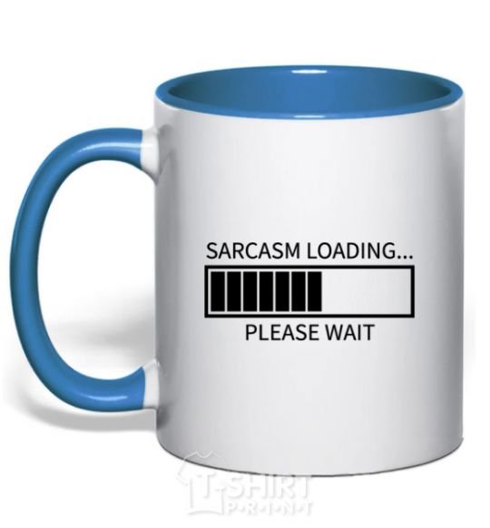 Mug with a colored handle Sarcasm loading royal-blue фото