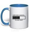 Mug with a colored handle Sarcasm loading royal-blue фото