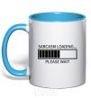 Mug with a colored handle Sarcasm loading sky-blue фото
