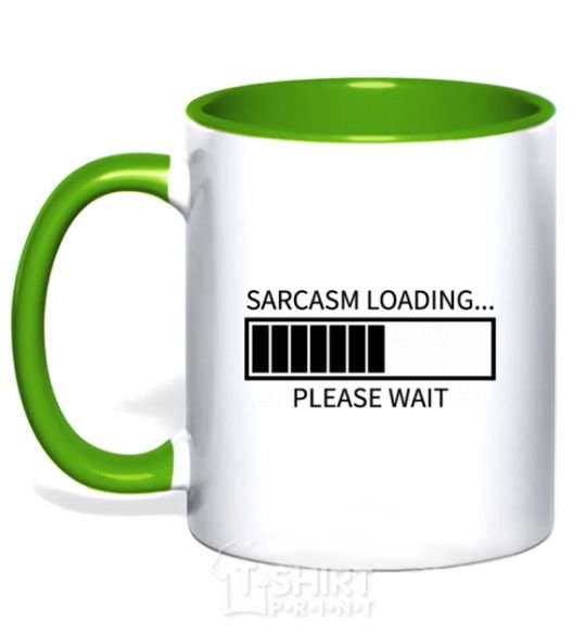 Mug with a colored handle Sarcasm loading kelly-green фото