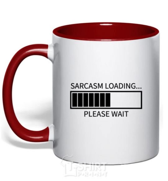 Mug with a colored handle Sarcasm loading red фото