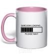 Mug with a colored handle Sarcasm loading light-pink фото