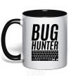 Mug with a colored handle Bug hanter black фото