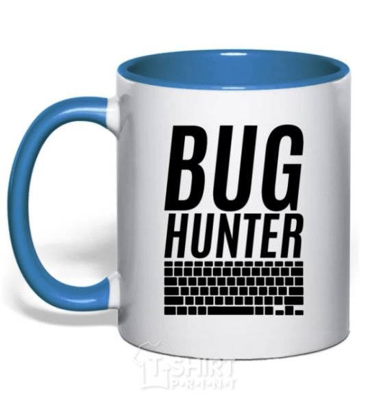 Mug with a colored handle Bug hanter royal-blue фото