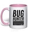 Mug with a colored handle Bug hanter light-pink фото