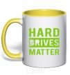 Mug with a colored handle Hard drives matter yellow фото