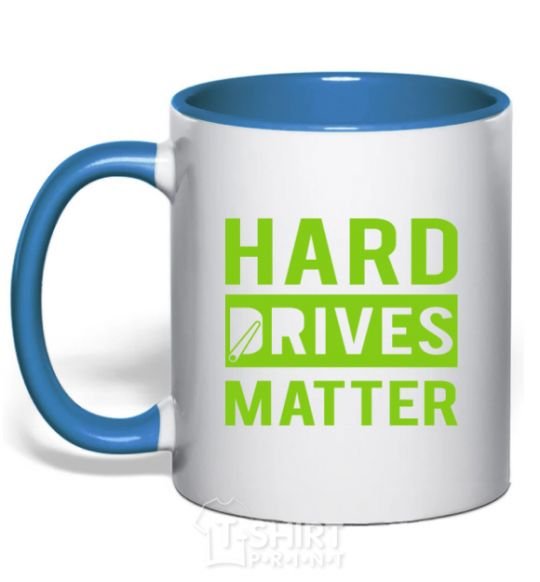 Mug with a colored handle Hard drives matter royal-blue фото