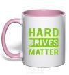 Mug with a colored handle Hard drives matter light-pink фото