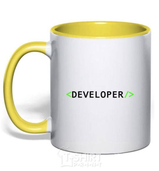 Чашка с цветной ручкой Developer Солнечно желтый фото