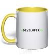 Mug with a colored handle Developer yellow фото