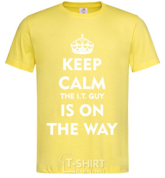 Мужская футболка Keep calm the it guy is on the way Лимонный фото