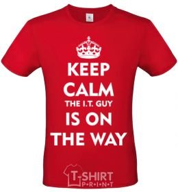 Men's T-Shirt Keep calm the it guy is on the way red фото