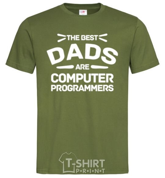 Мужская футболка The best dads programmers Оливковый фото