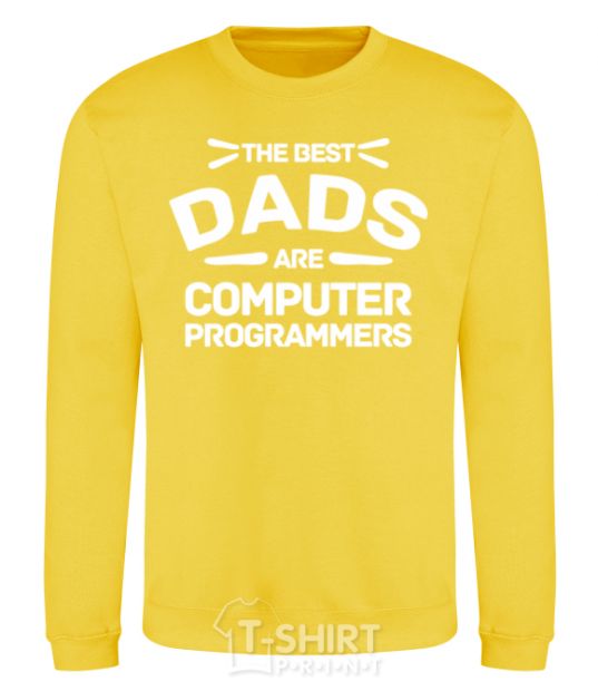 Sweatshirt The best dads programmers yellow фото