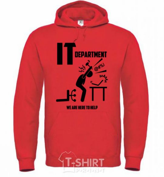 Men`s hoodie IT department we are here to help bright-red фото