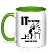 Mug with a colored handle IT department we are here to help kelly-green фото