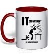 Mug with a colored handle IT department we are here to help red фото