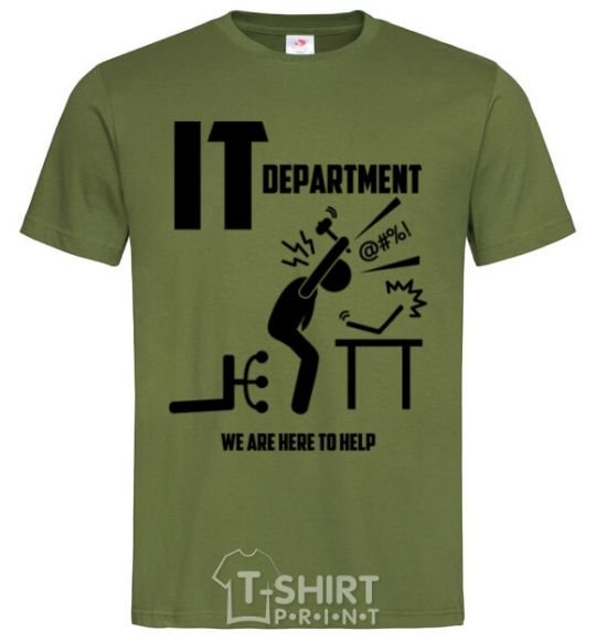 Men's T-Shirt IT department we are here to help millennial-khaki фото