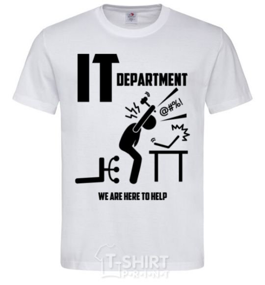 Men's T-Shirt IT department we are here to help White фото
