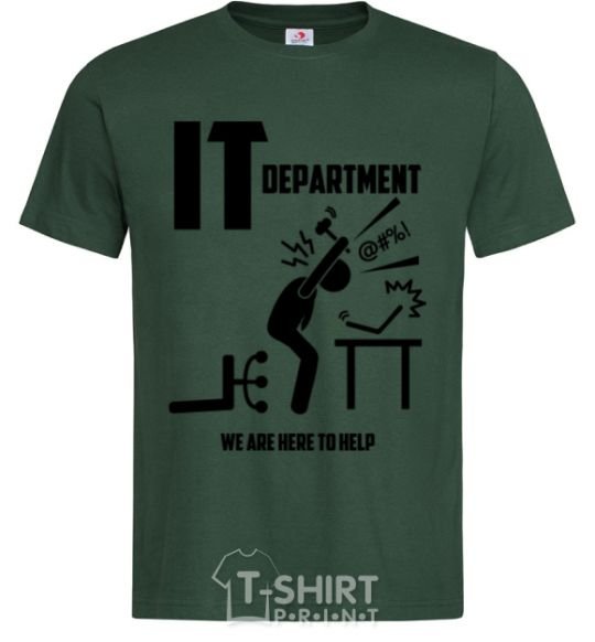 Мужская футболка IT department we are here to help Темно-зеленый фото