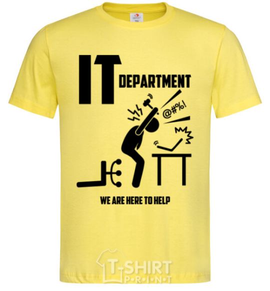 Men's T-Shirt IT department we are here to help cornsilk фото