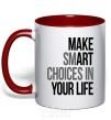 Mug with a colored handle Make smart choise in your life red фото