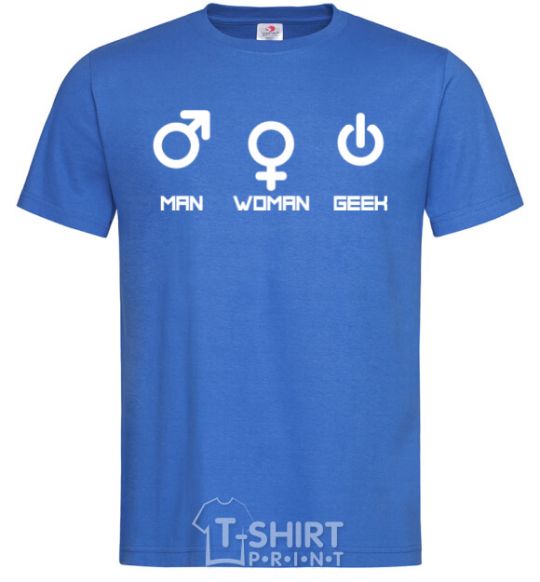Men's T-Shirt Man woman geek royal-blue фото