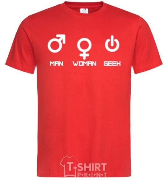 Men's T-Shirt Man woman geek red фото