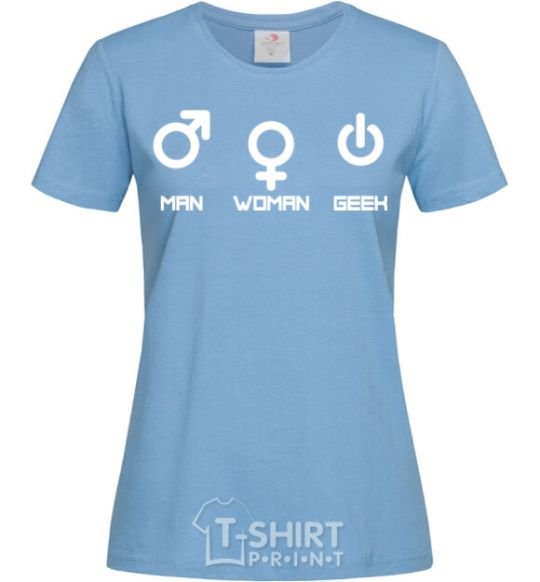 Женская футболка Man woman geek Голубой фото