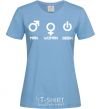 Women's T-shirt Man woman geek sky-blue фото