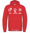 Men`s hoodie Man woman geek bright-red фото