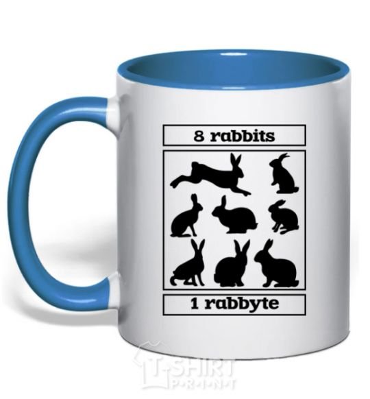 Mug with a colored handle 8 rabbits 1 rabbyte royal-blue фото