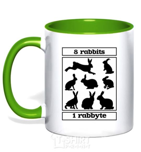 Mug with a colored handle 8 rabbits 1 rabbyte kelly-green фото