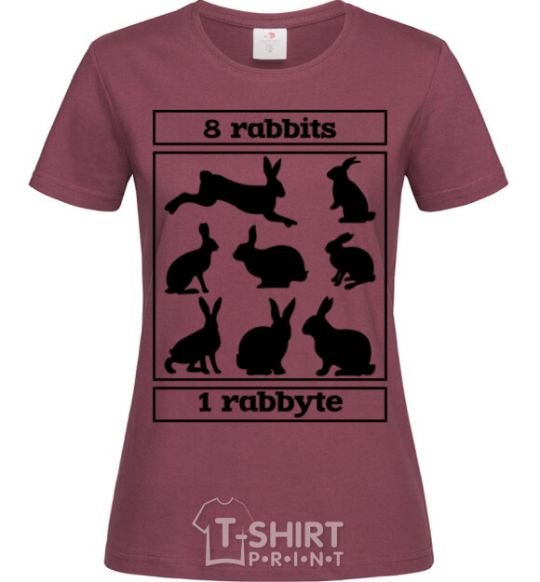 Women's T-shirt 8 rabbits 1 rabbyte burgundy фото