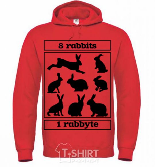 Мужская толстовка (худи) 8 rabbits 1 rabbyte Ярко-красный фото
