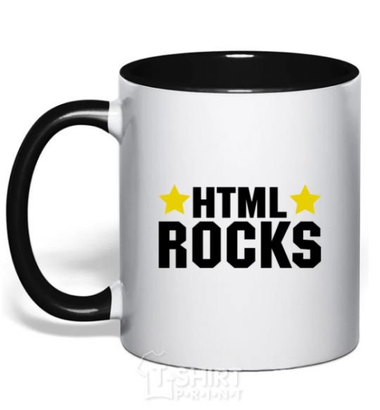 Mug with a colored handle HTML Rocks black фото