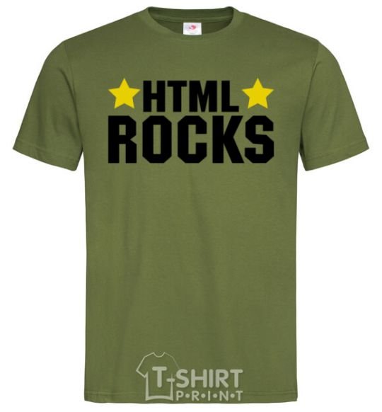 Мужская футболка HTML Rocks Оливковый фото