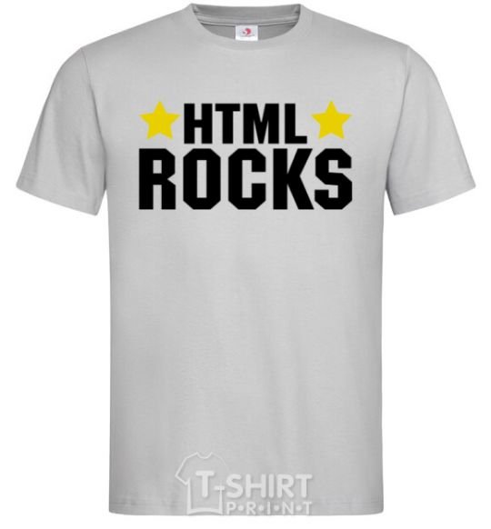 Мужская футболка HTML Rocks Серый фото