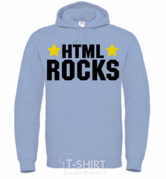 Men`s hoodie HTML Rocks sky-blue фото