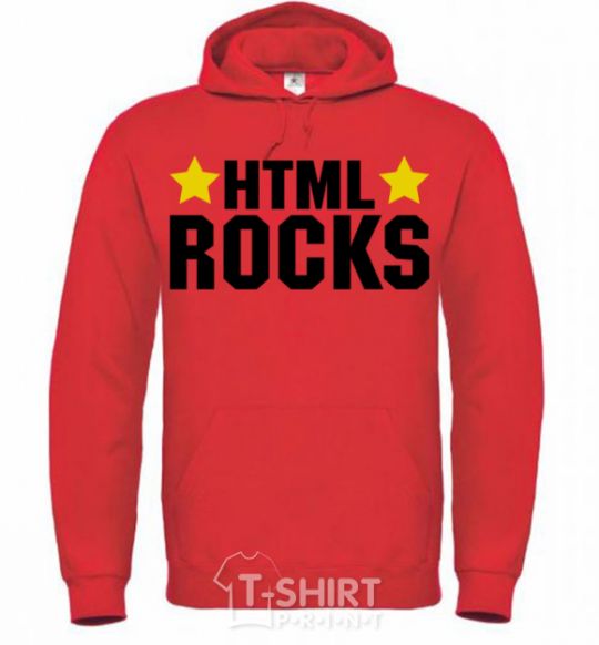 Men`s hoodie HTML Rocks bright-red фото