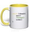 Mug with a colored handle While dead eat sleep code yellow фото