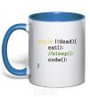 Mug with a colored handle While dead eat sleep code royal-blue фото