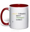 Mug with a colored handle While dead eat sleep code red фото