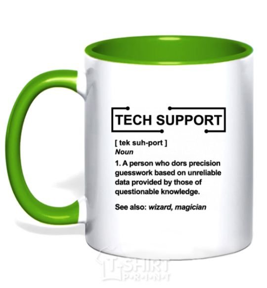 Mug with a colored handle Tech support kelly-green фото