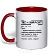 Mug with a colored handle Tech support red фото