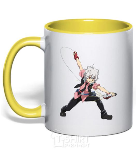 Mug with a colored handle Shu Kurenai yellow фото