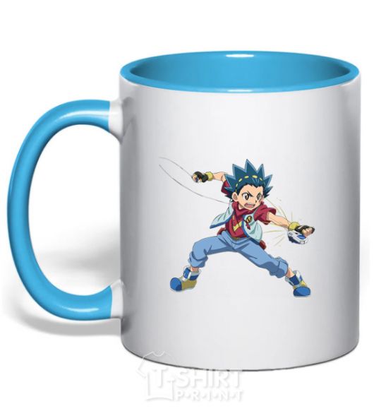 Mug with a colored handle Walt Aoi sky-blue фото