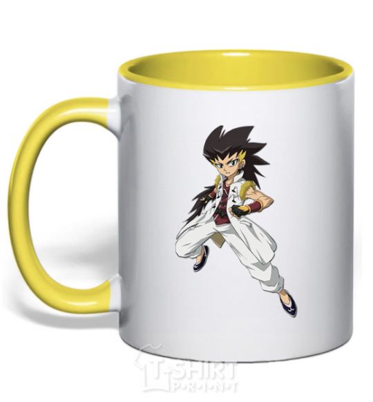 Mug with a colored handle Dashan Wang yellow фото