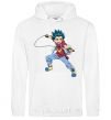 Men`s hoodie Beyblade Walt Aoi White фото